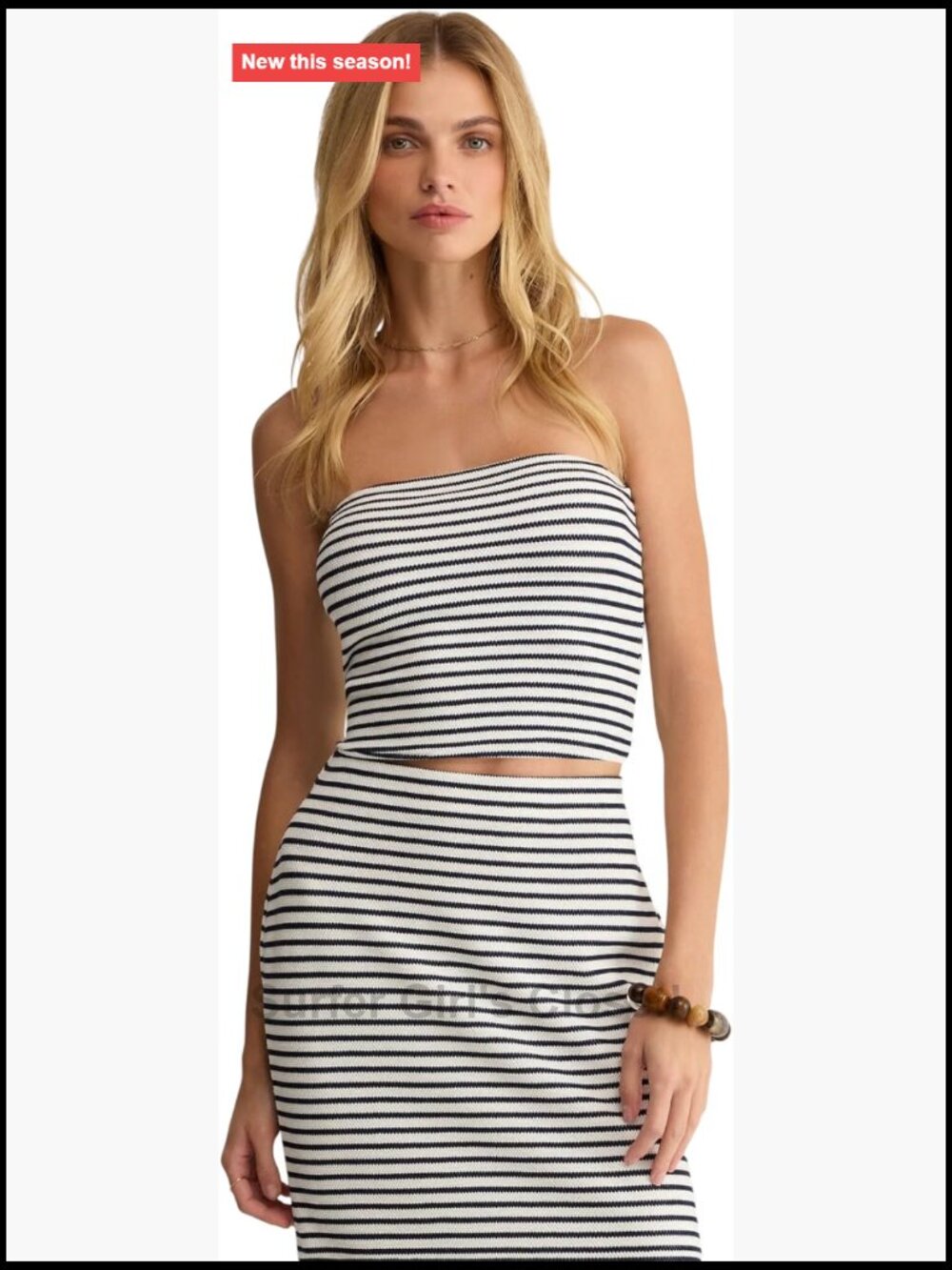 Striped Square Neck Sleeveless Tube Top Fitted Stretch Knit